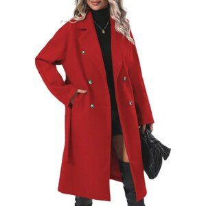 Elegant Red Pea Coat for Women